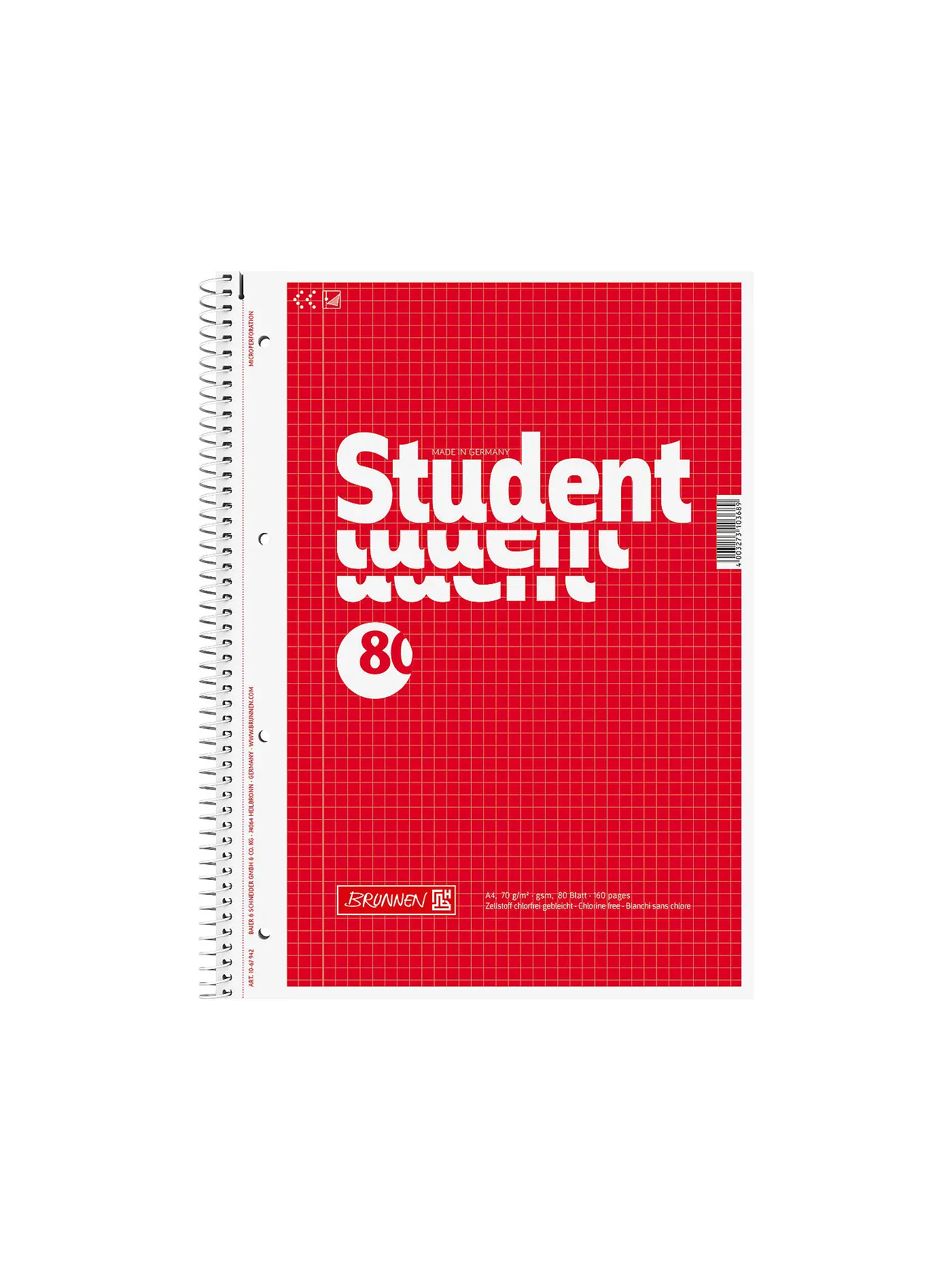 BRUNNEN VERLAG | Collegeblock A4 - kariert | 